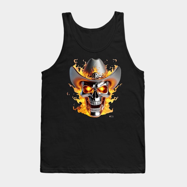 Skull Flaming Cowboy by focusln Tank Top by Darn Doggie Club by focusln